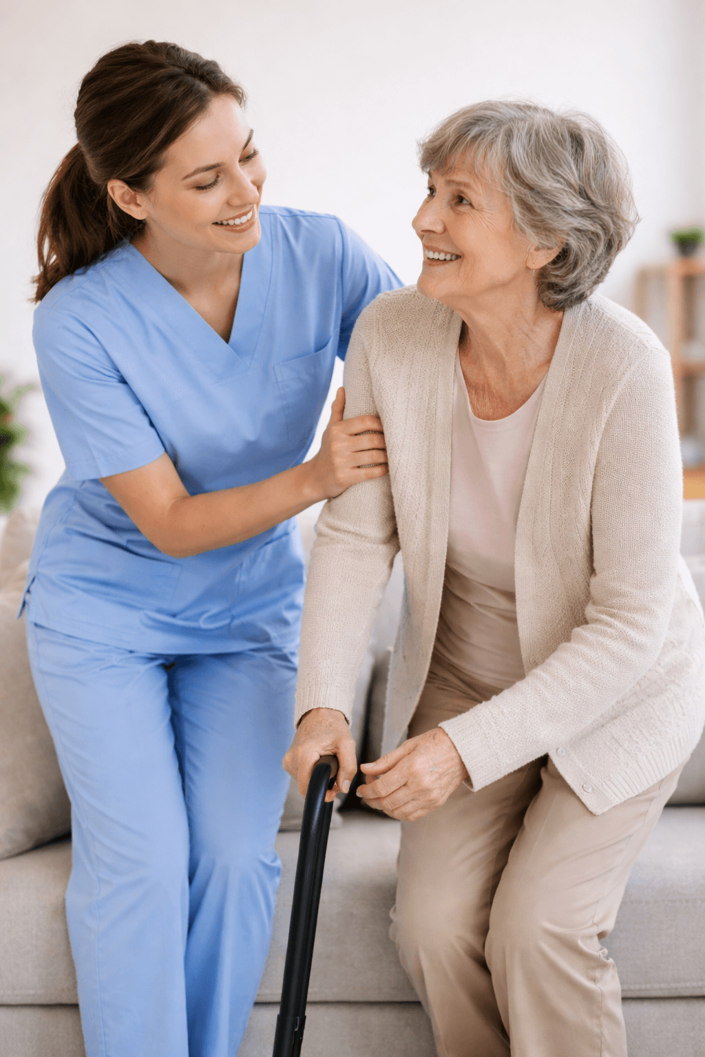 Family caregiver receiving respite support at home
